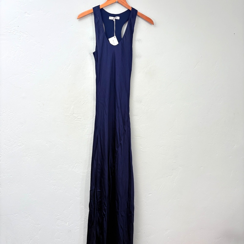 Trish Scully Tank Maxi Dress Women Size 4 Navy Blue Sleeveless New